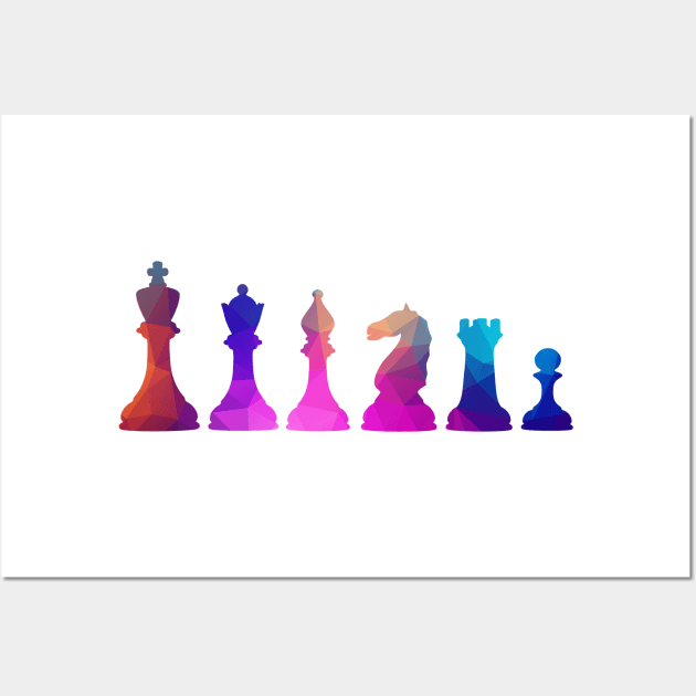 Colorful Chess Pieces Wall Art by PH-Design